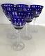 6 Ajka Xenia King Louis Cobalt Blue Cased Cut To Clear Crystal 8 Wine Goblets