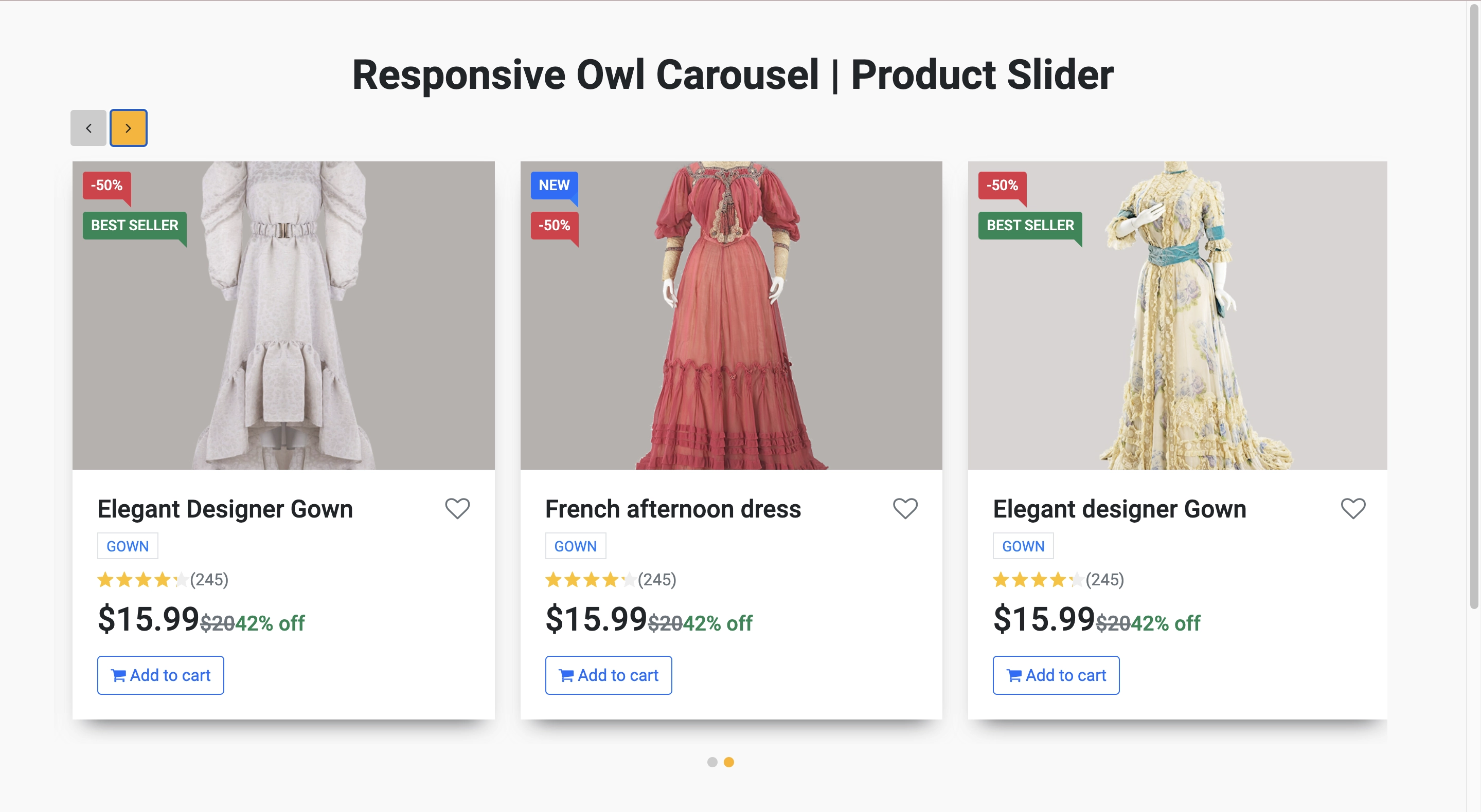 Owl Carousel Product Slider in HTML5